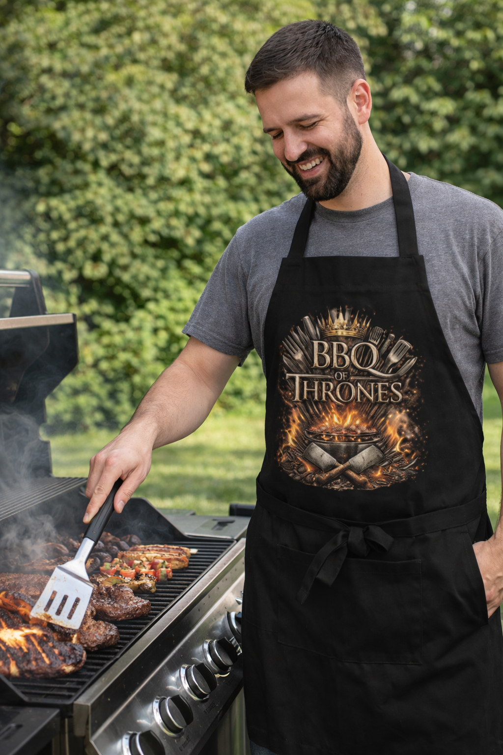 🔥 Grillschürze „BBQ of Thrones“ – Der Thron gehört dem Grillmeister