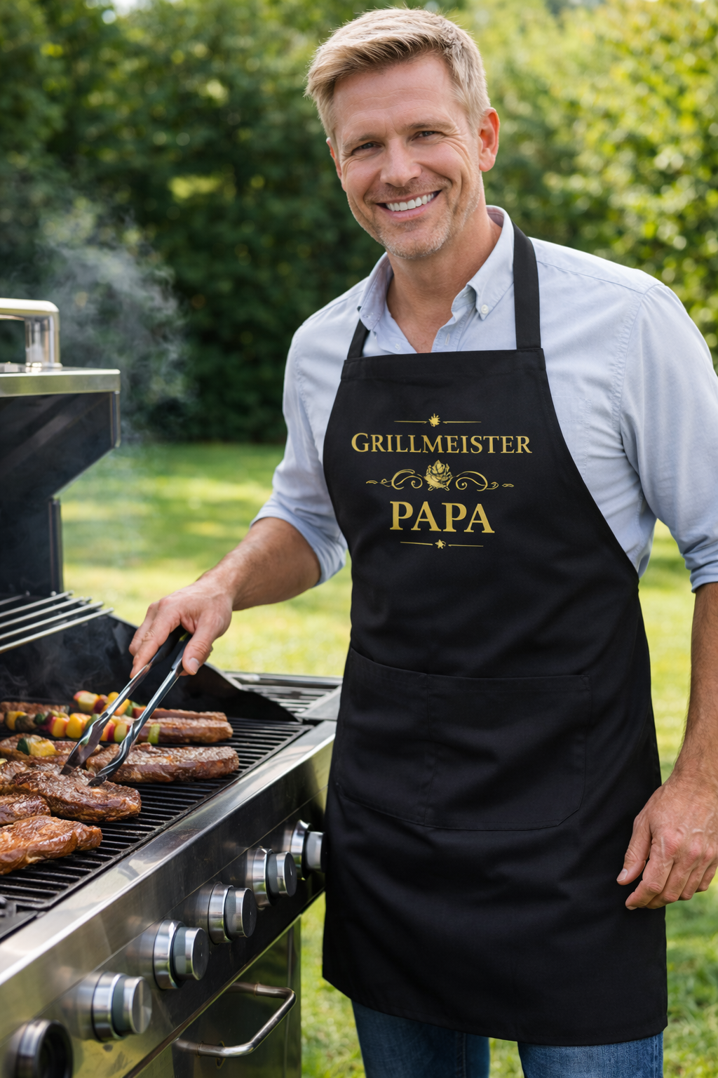 🔥 Grillschürze „Grillmeister Papa“ – Elegant & Stark