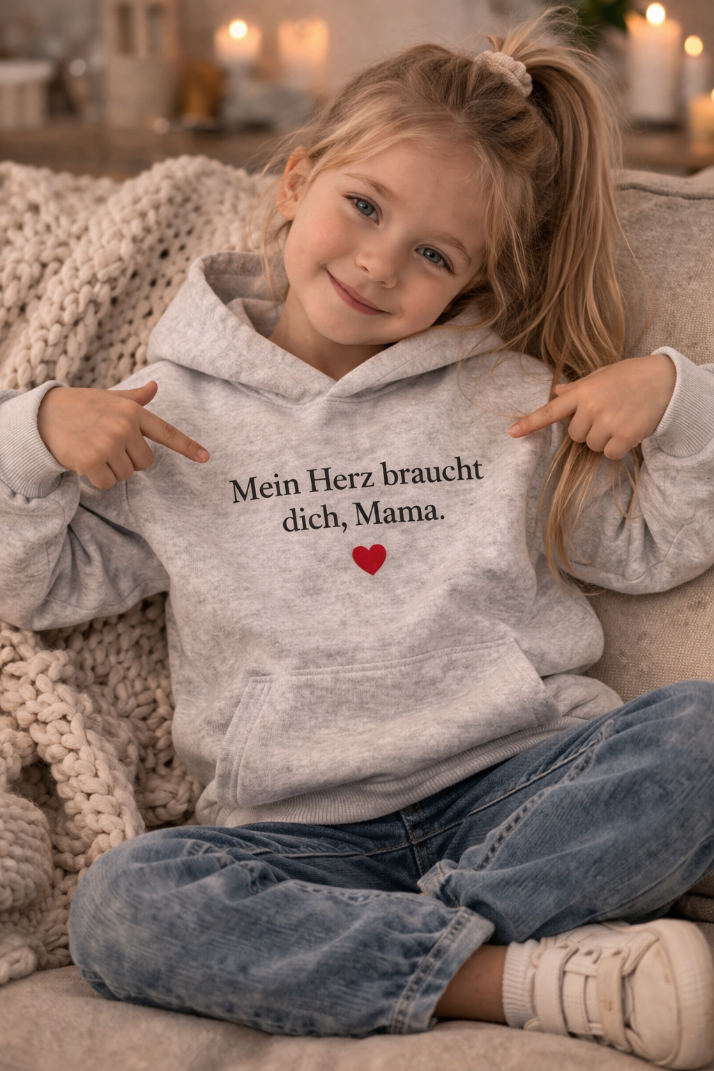 💖 Kinder Hoodie – „Mein Herz braucht dich, Mama.“