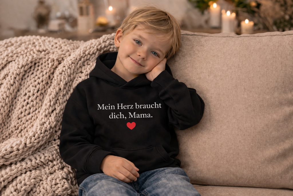 💖 Kinder Hoodie – „Mein Herz braucht dich, Mama.“