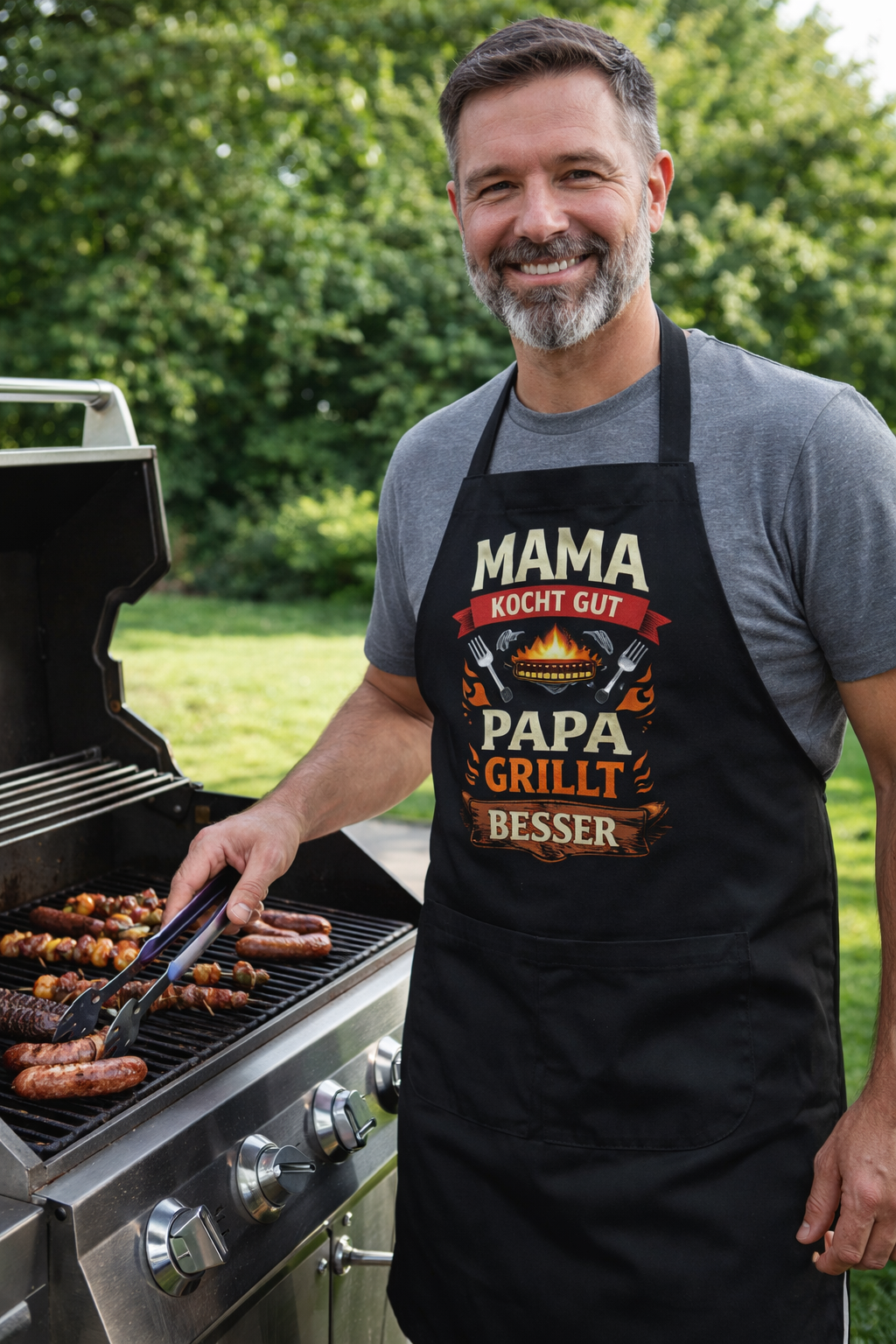 🔥 Grillschürze „Mama kocht gut – Papa grillt besser“