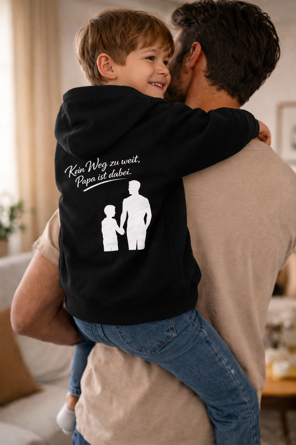 💙 Jungen Hoodie – „Kein Weg zu weit, Papa ist dabei.“