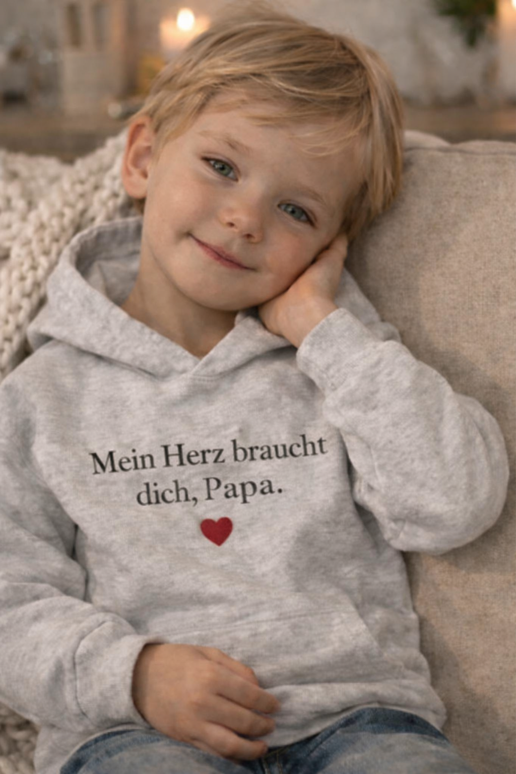 💖 Kinder Hoodie – „Mein Herz braucht dich, Mama.“